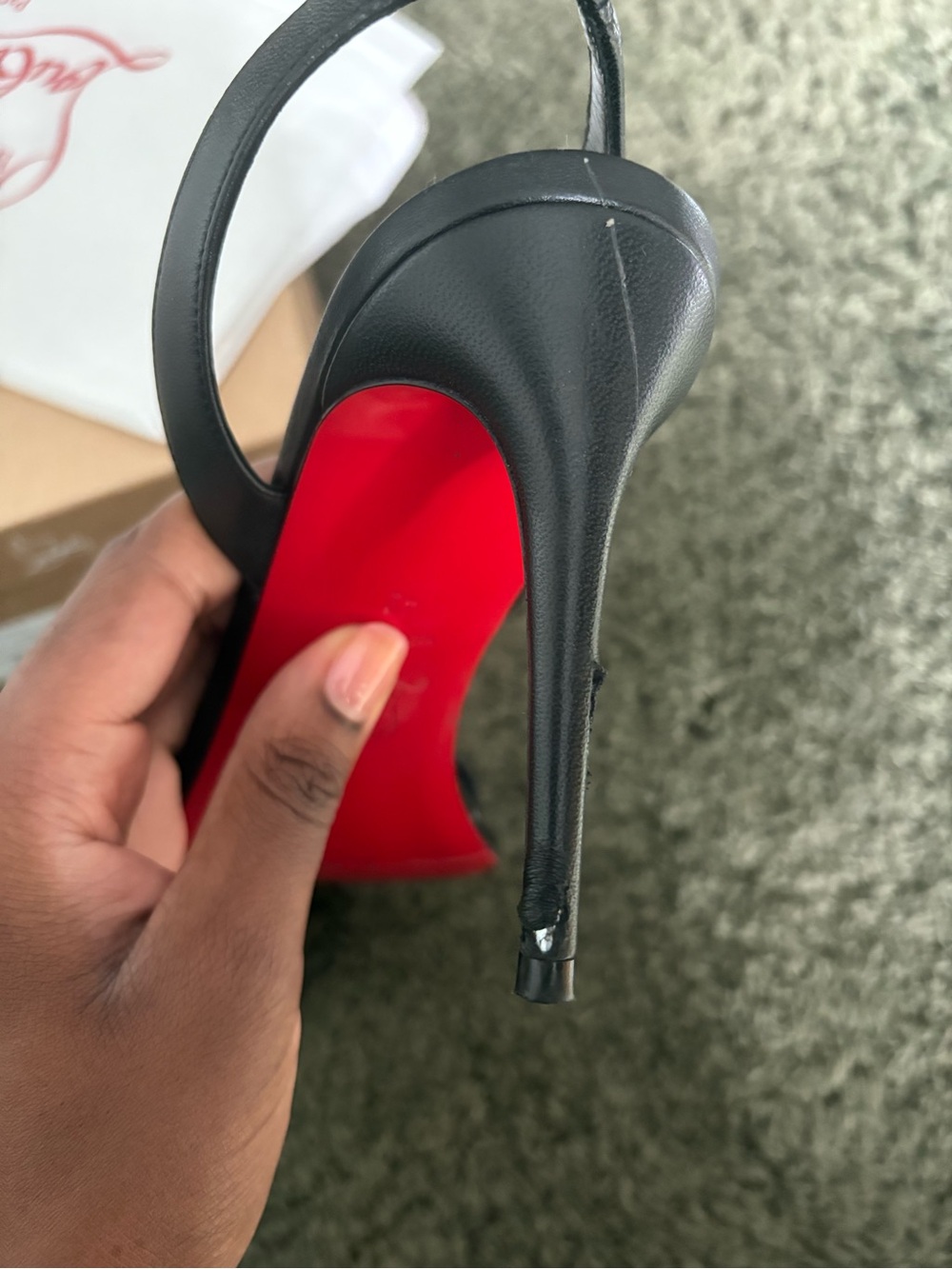 Christian Louboutin Black Marylin 85 Leather Slingback Heels - Picture 9 of 13